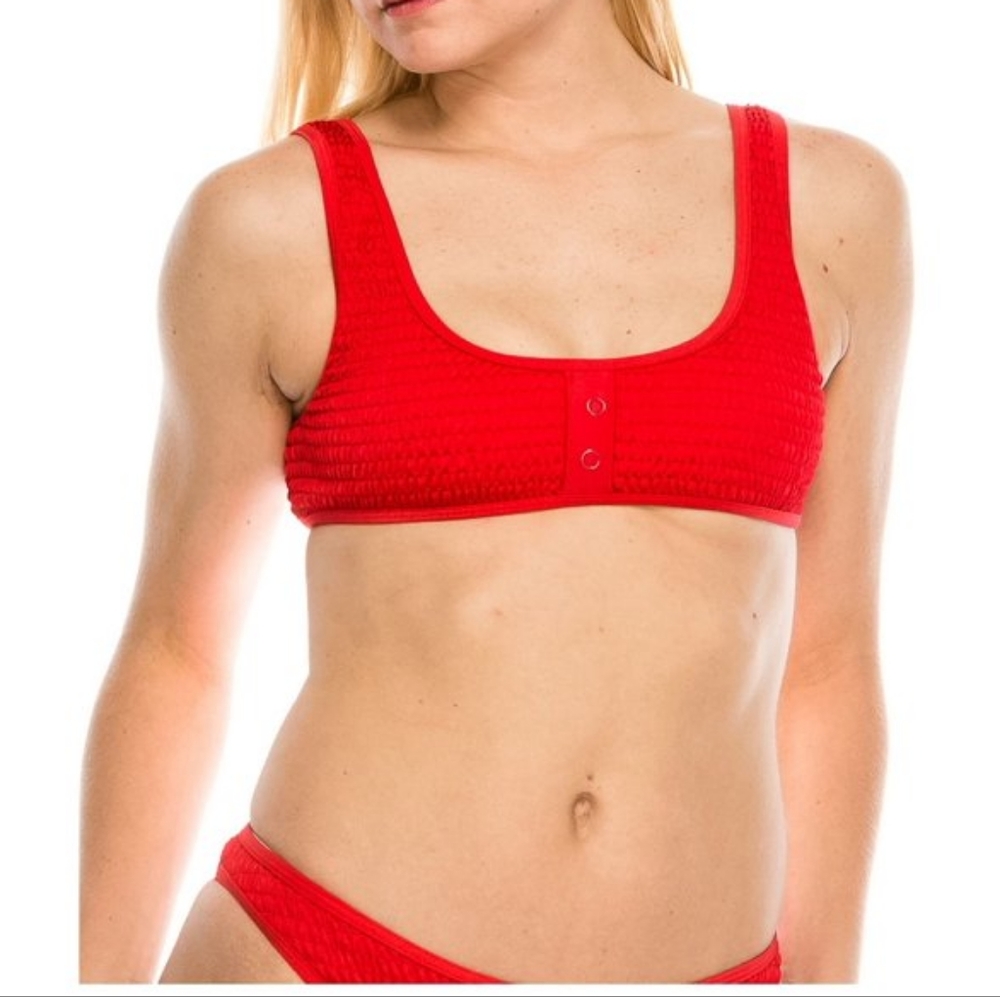 Kendall +Kylie Red Henley High Cut Bikini Set
